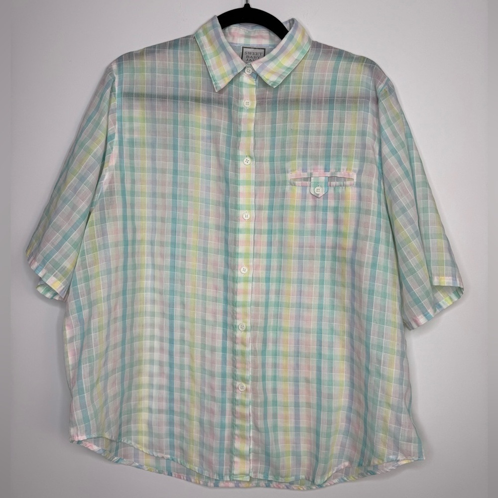 Vintage Sweet Baby Jane pastel plaid blouse